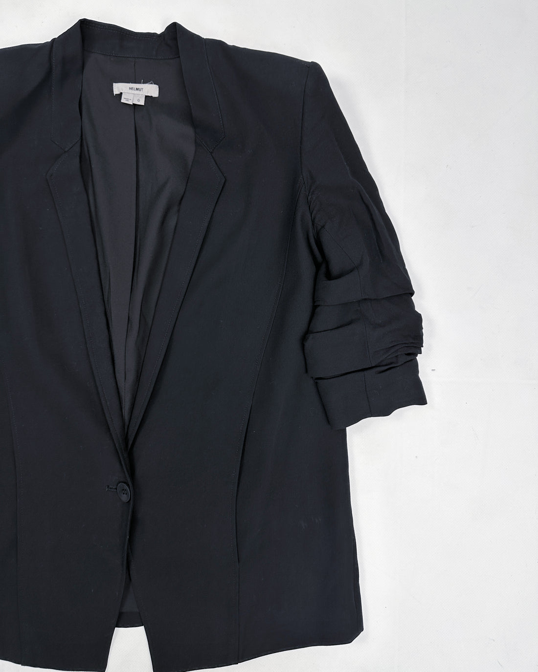 Helmut Lang Wrinkled Sleeves Black Blazer Made in USA 1990's