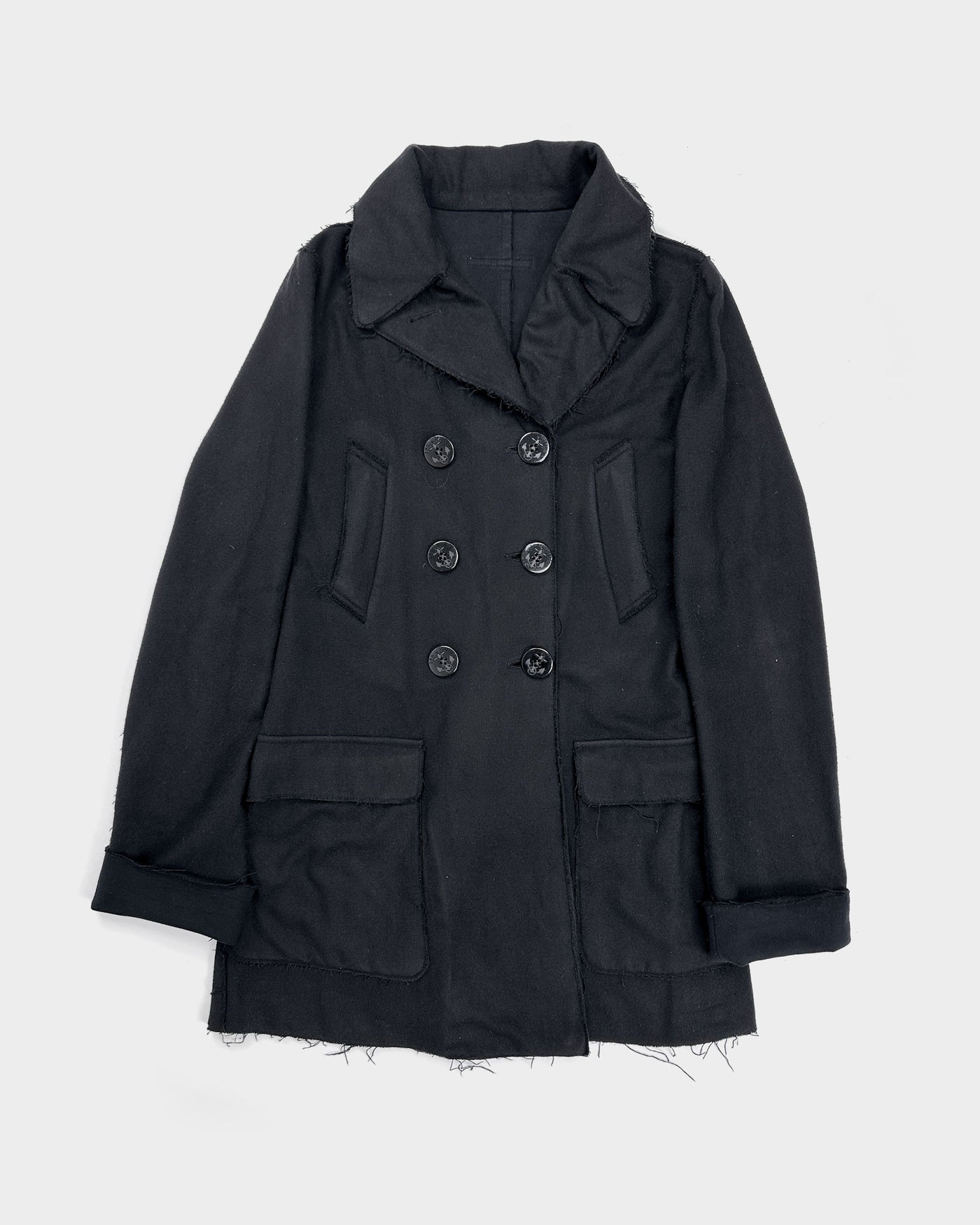 Jean Paul Gaultier Raw Edge Black Coat 2000's - Vintagetts