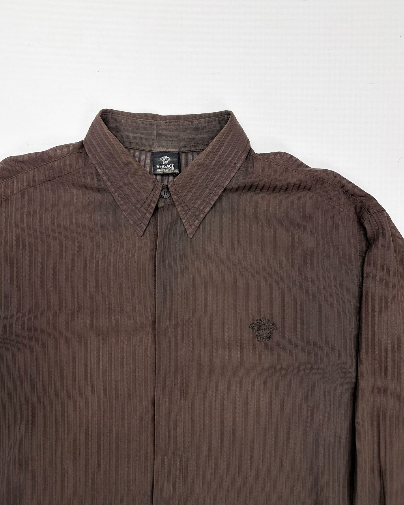 Versace Brown Stiped Light Shirt 2000's - Vintagetts
