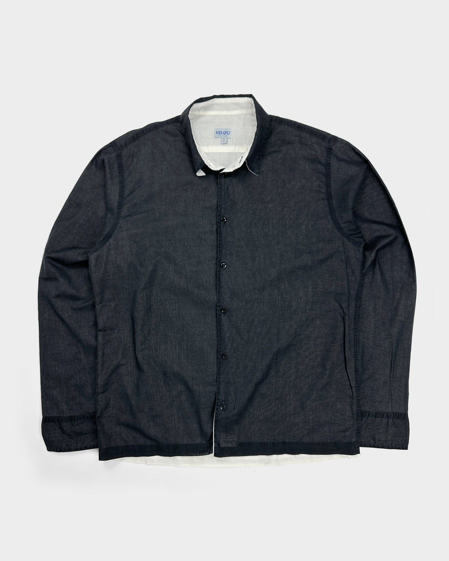 Kenzo Home 2 Layer Black Cotton Shirt 1990's
