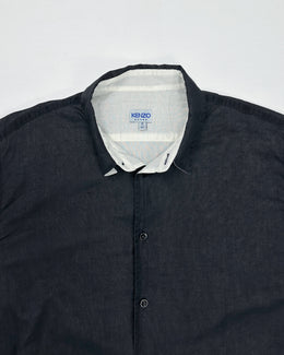 Kenzo Home 2 Layer Black Cotton Shirt 1990's - Vintagetts