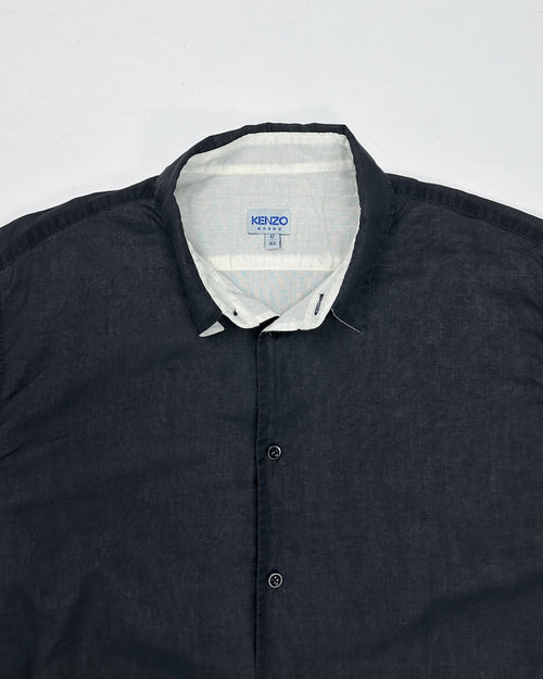 Kenzo Home 2 Layer Black Cotton Shirt 1990's