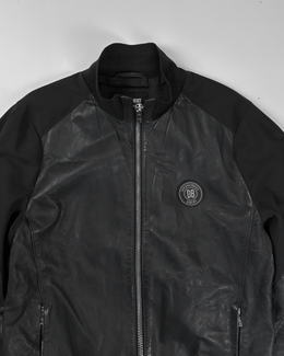 Dirk Bikkembergs Academy Dark Blue Leather Jacket 2000's