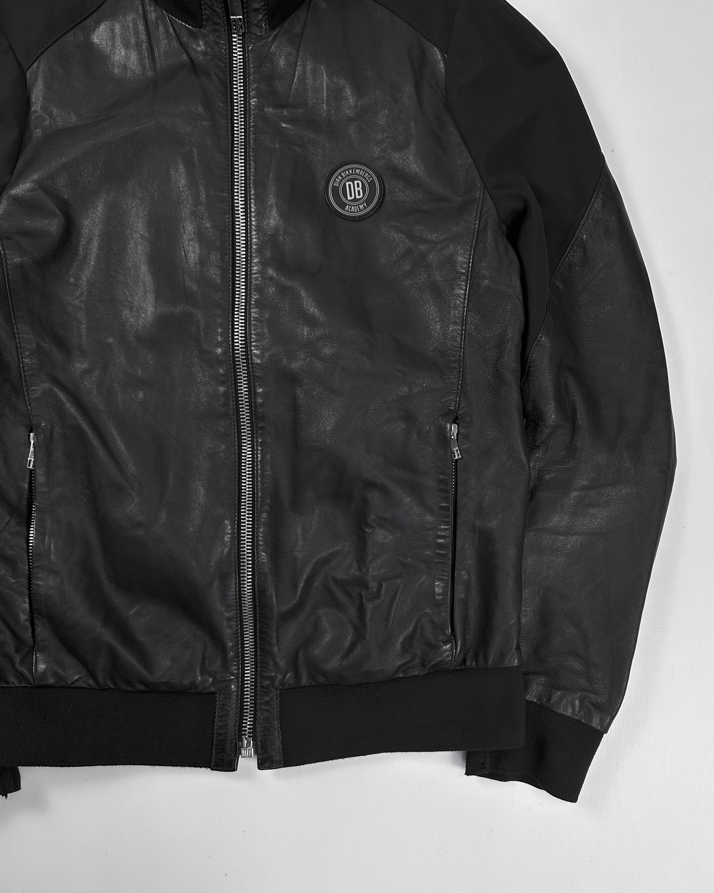 Dirk Bikkembergs Academy Dark Blue Leather Jacket 2000's