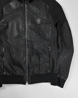 Dirk Bikkembergs Academy Dark Blue Leather Jacket 2000's