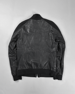 Dirk Bikkembergs Academy Dark Blue Leather Jacket 2000's