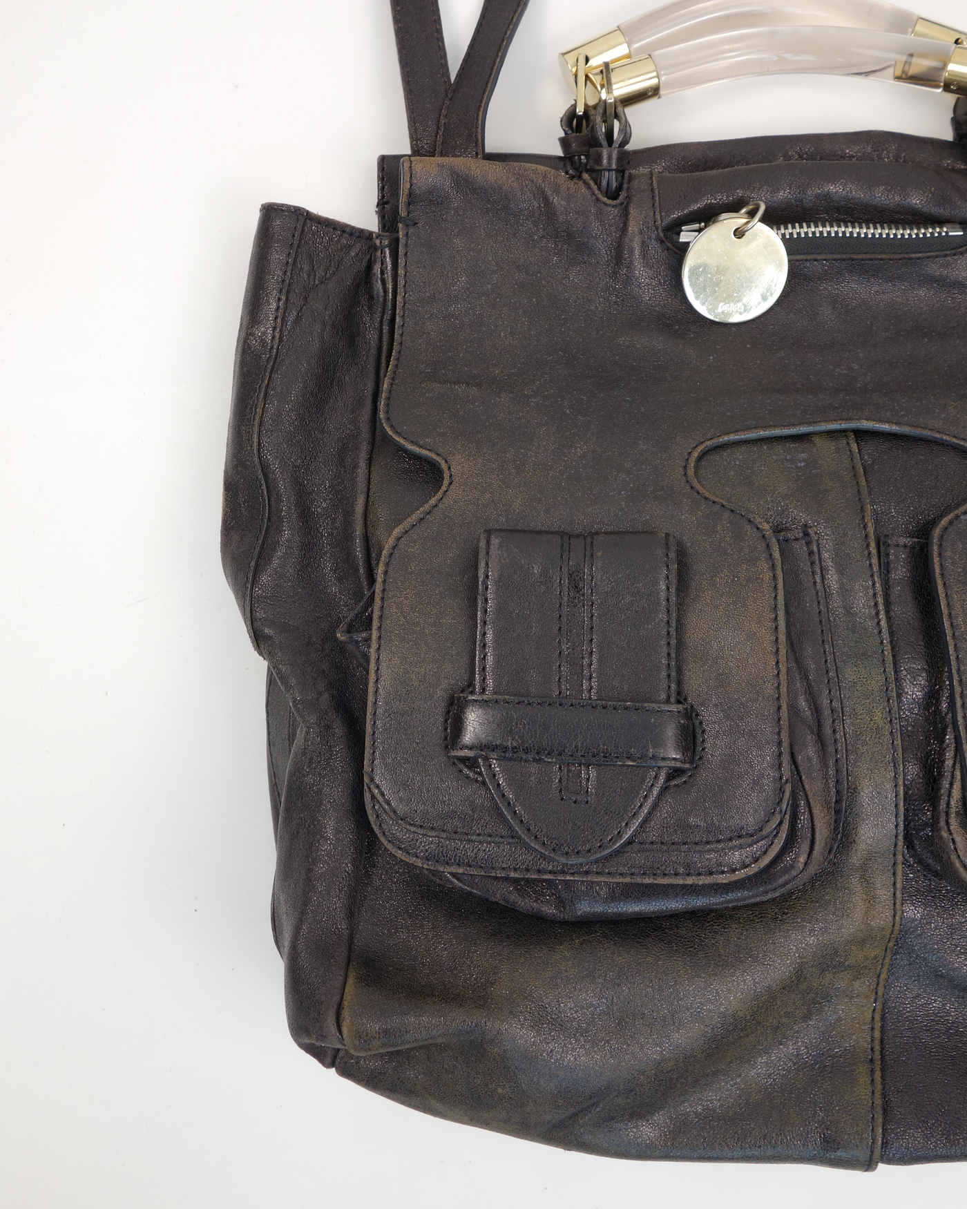 Chloé Saskia Big Faded Balck Leather Bag 2000's