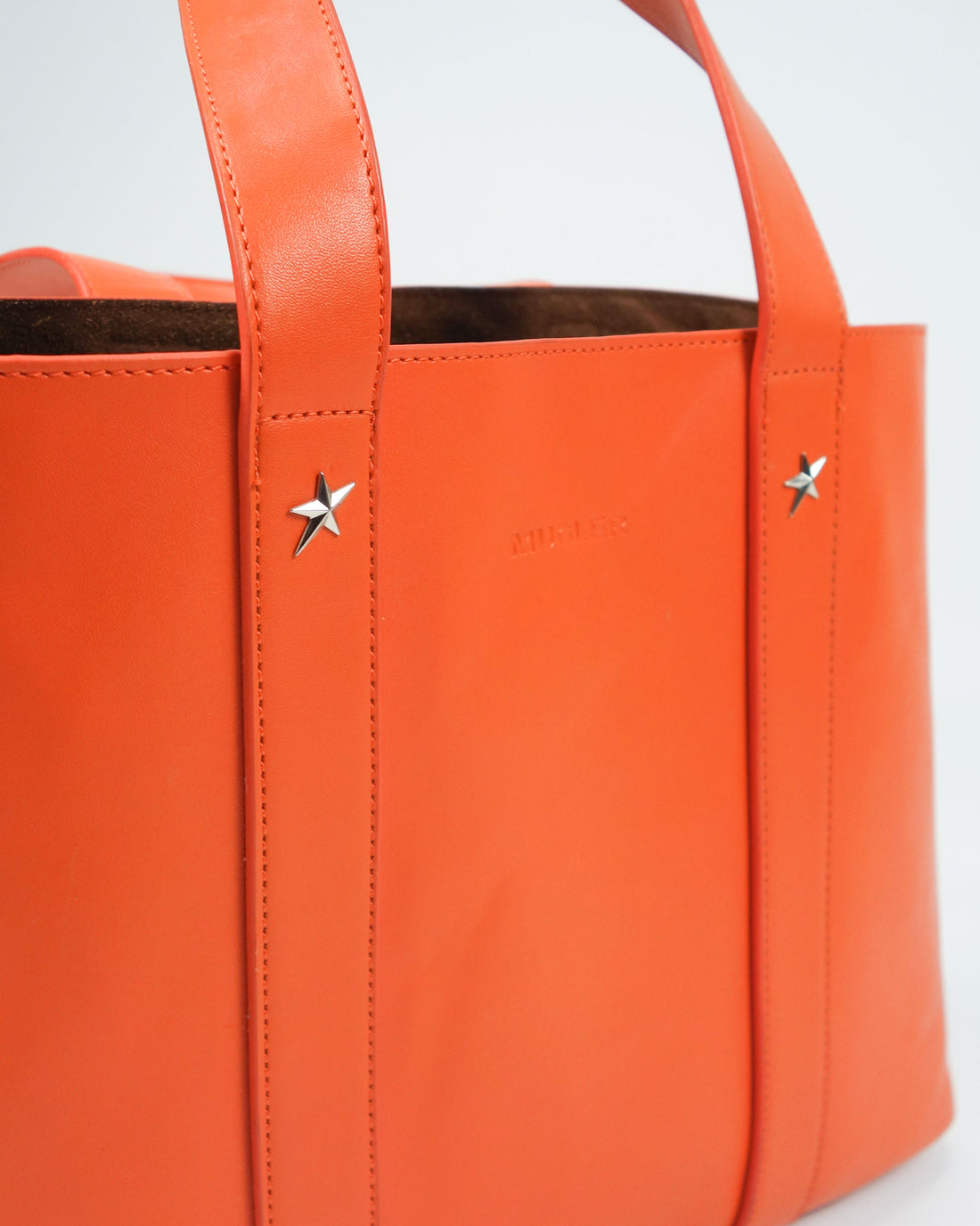 Mugler Orange Big Leather Hand Bag 2000's