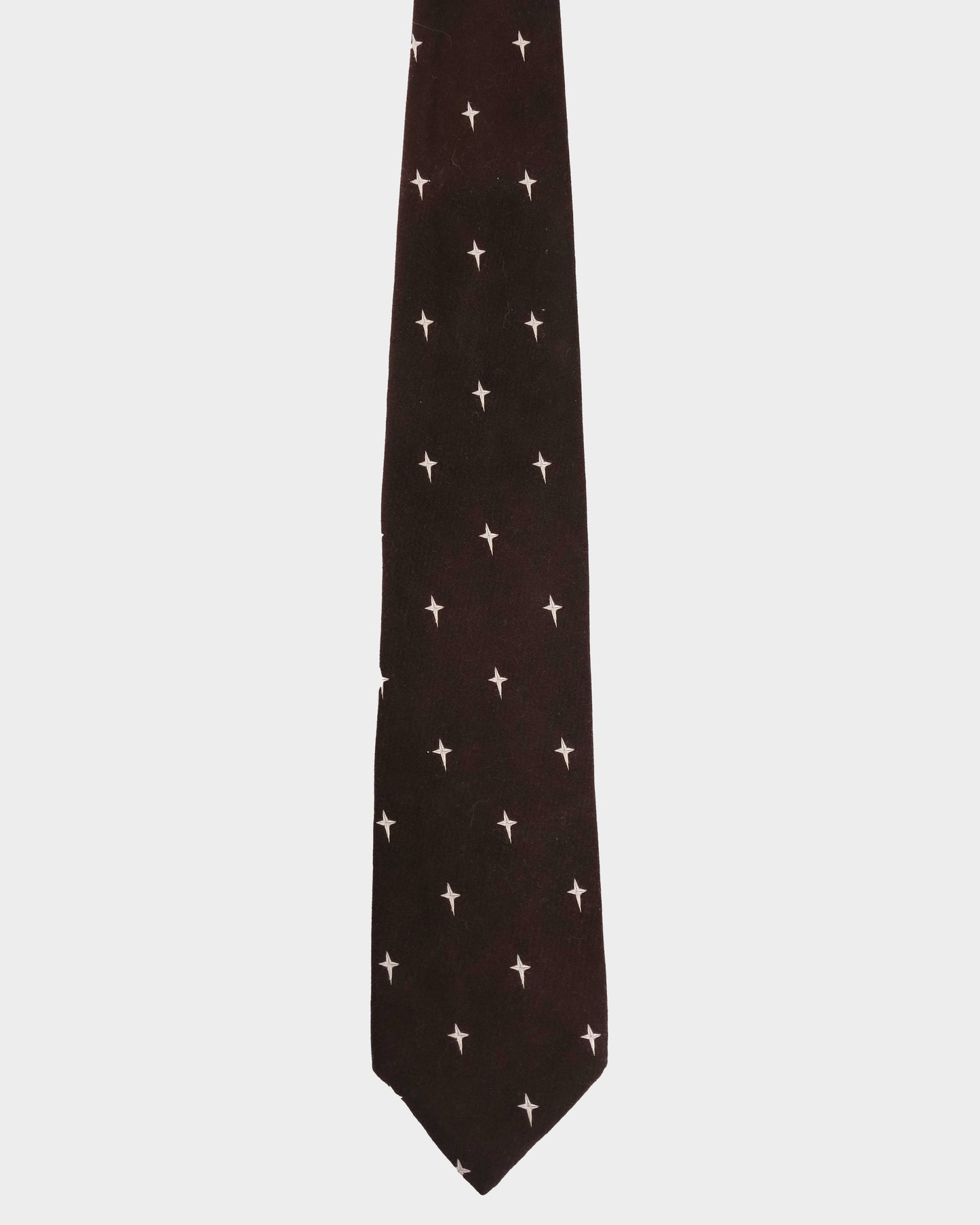 Mugler Brown Logo Silk Tie 2000's