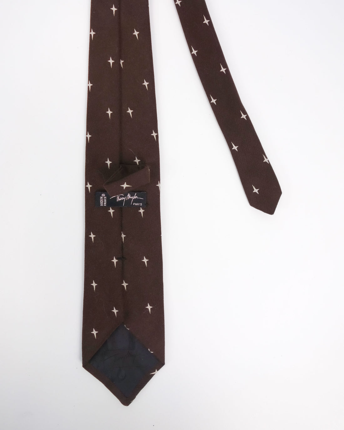 Mugler Brown Logo Silk Tie 2000's