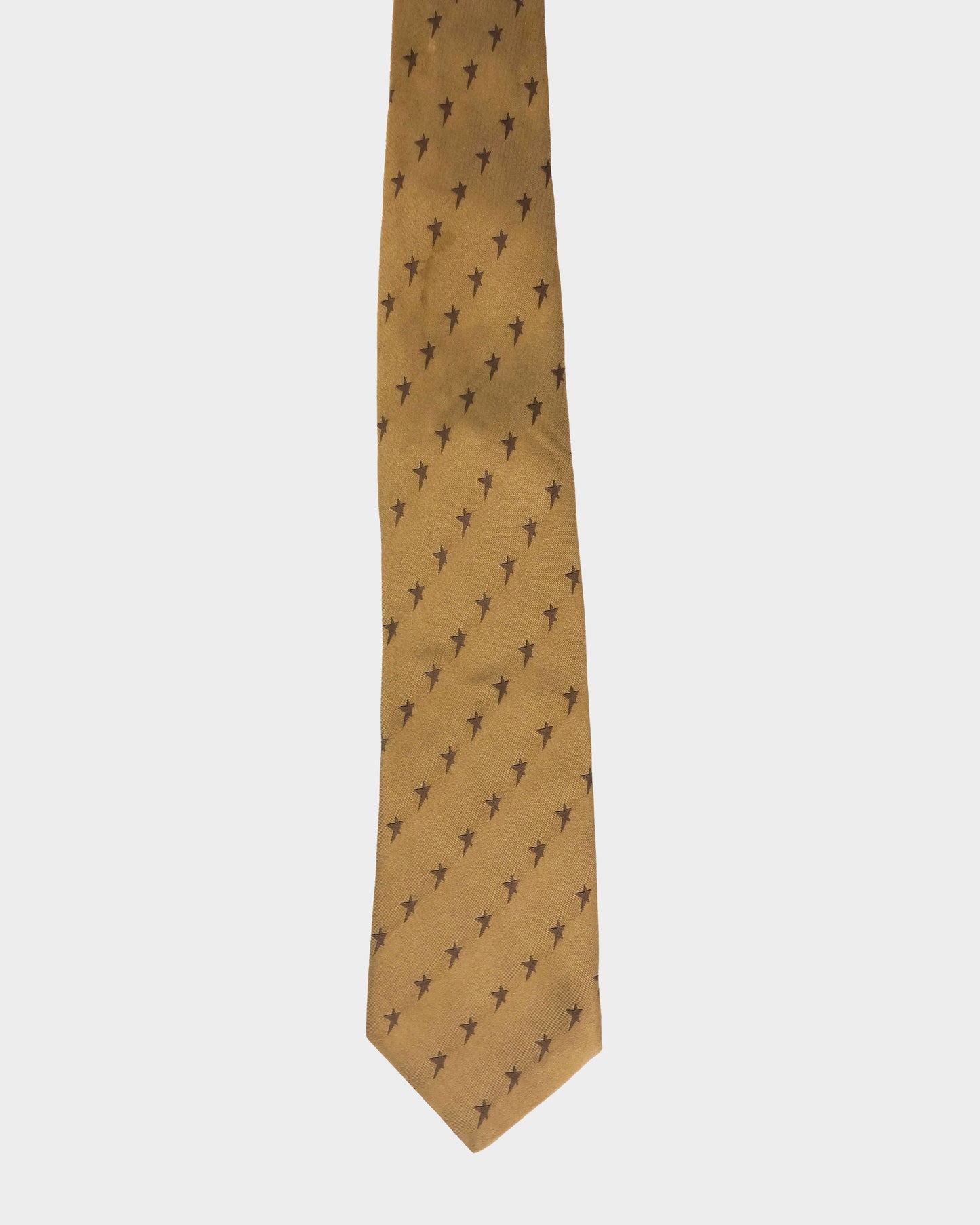 Mugler Beige Logo Silk Tie 2000's