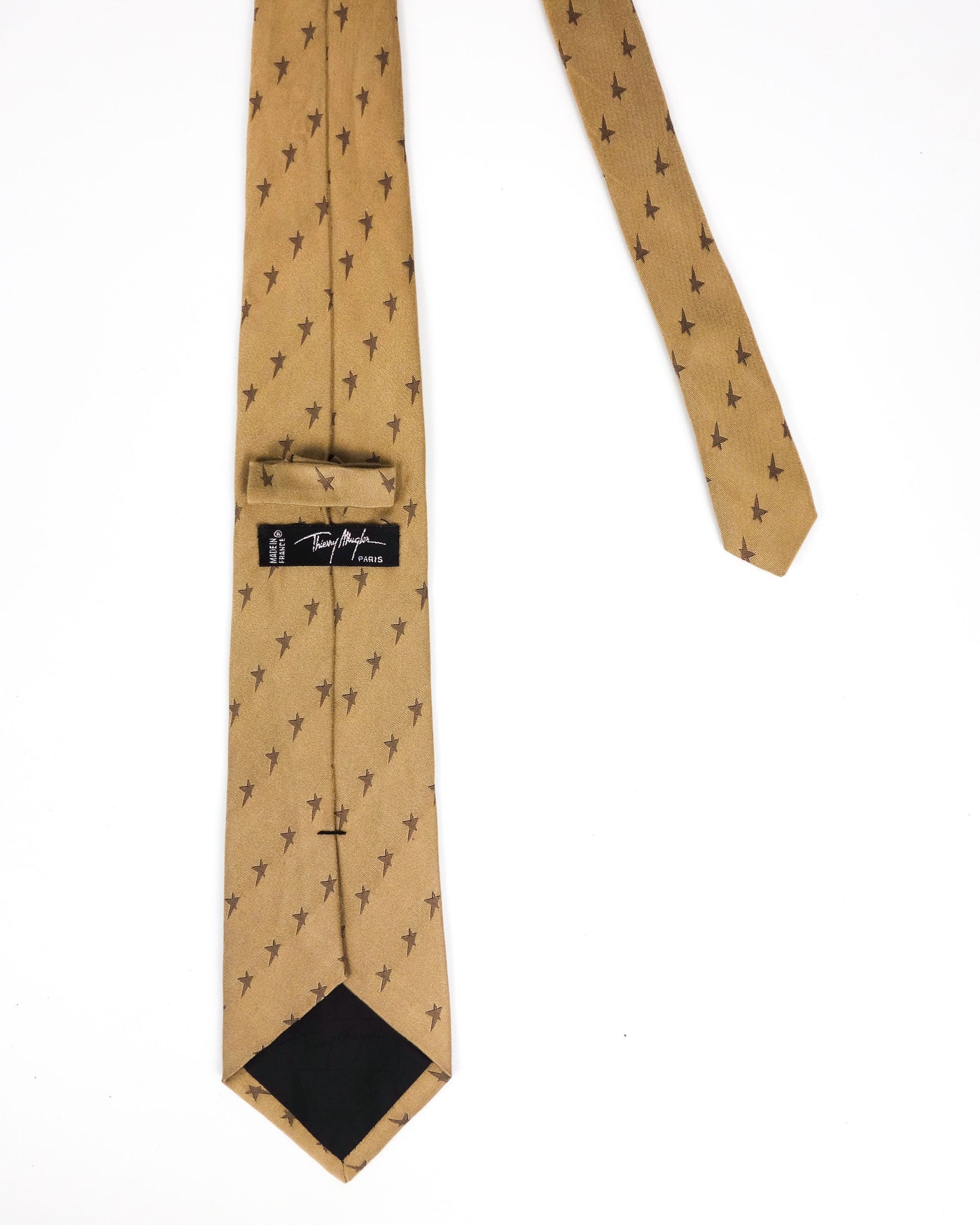 Mugler Beige Logo Silk Tie 2000's