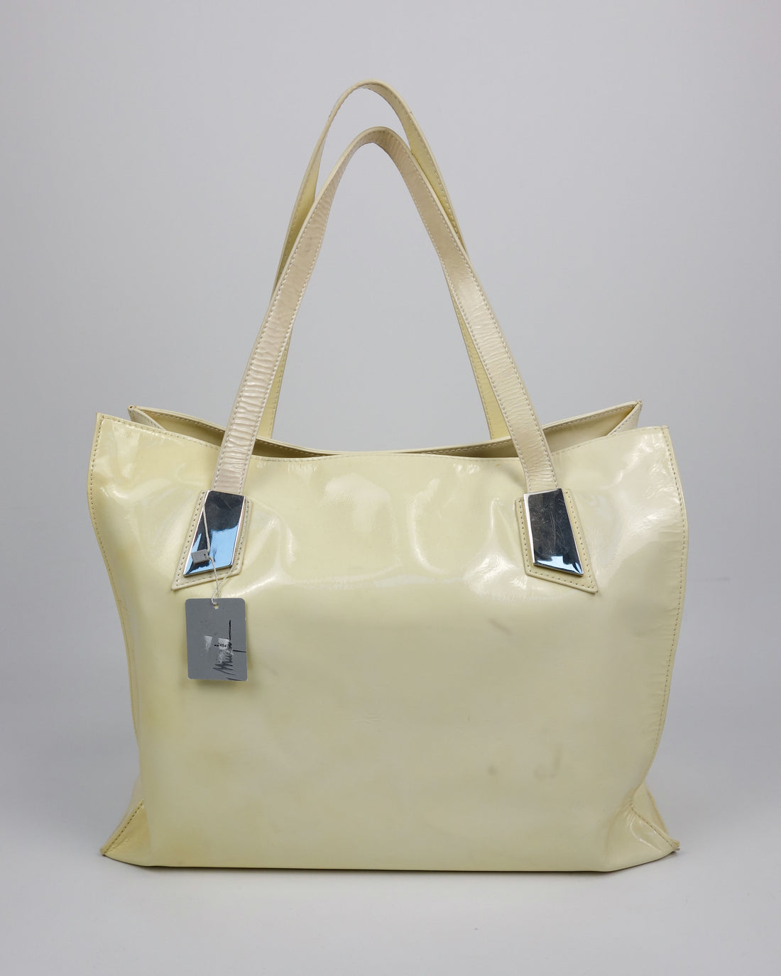 Mugler Cream White Patent Hand Bag 2000's