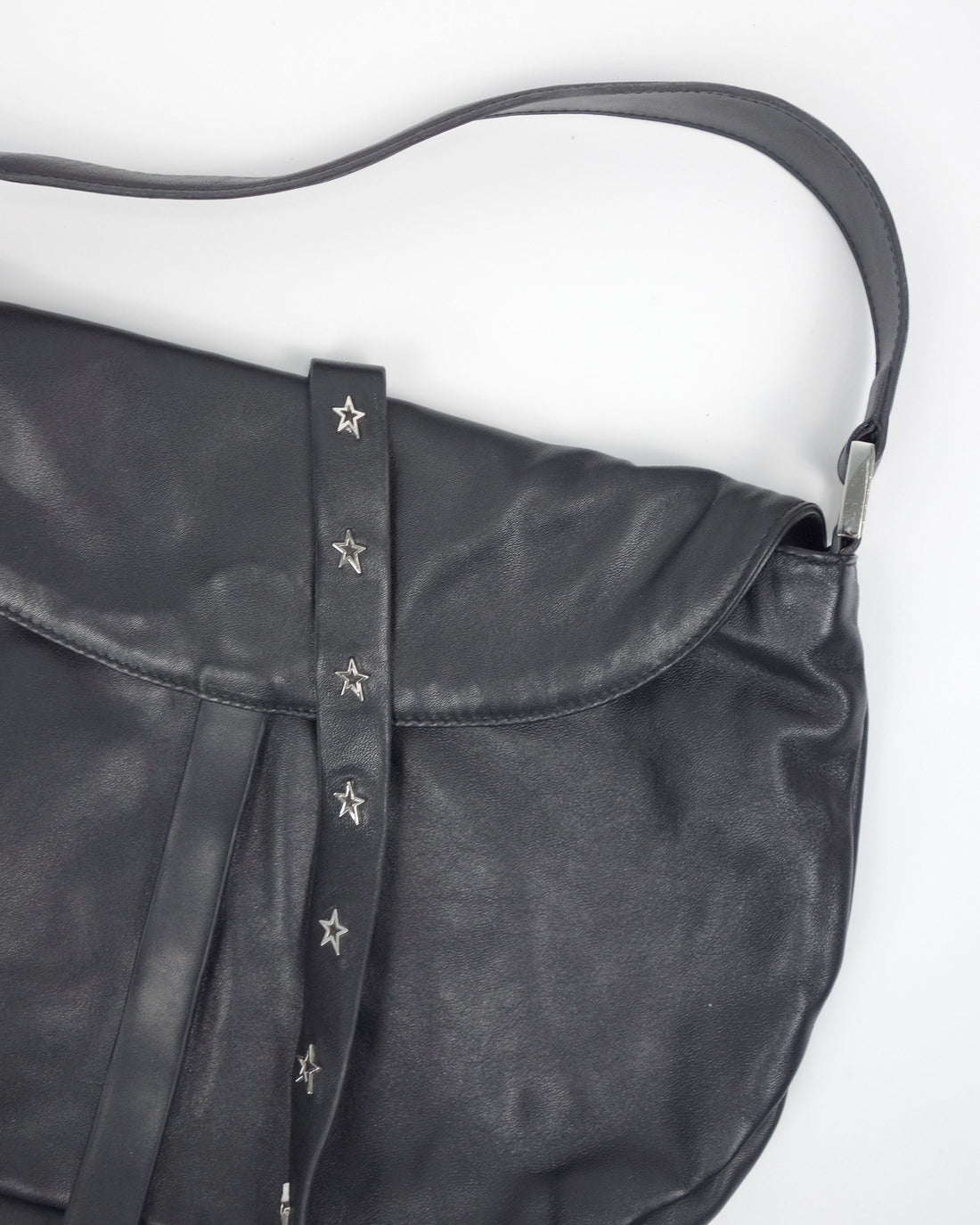 Mugler Black Leather Soft Bag 2000's