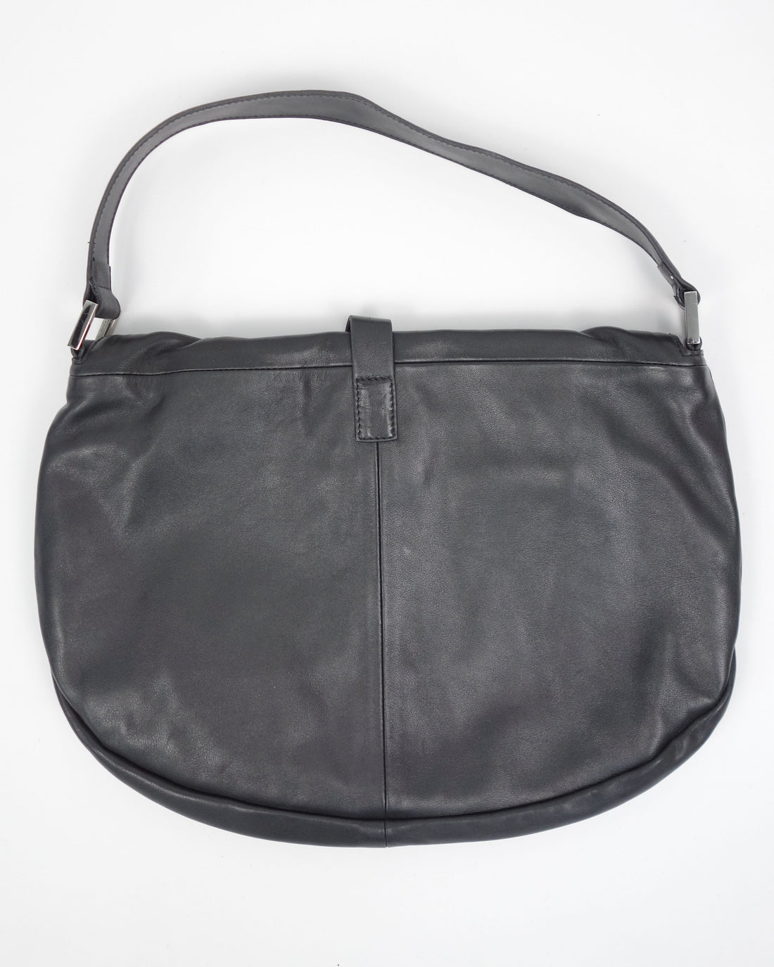 Mugler Black Leather Soft Bag 2000's
