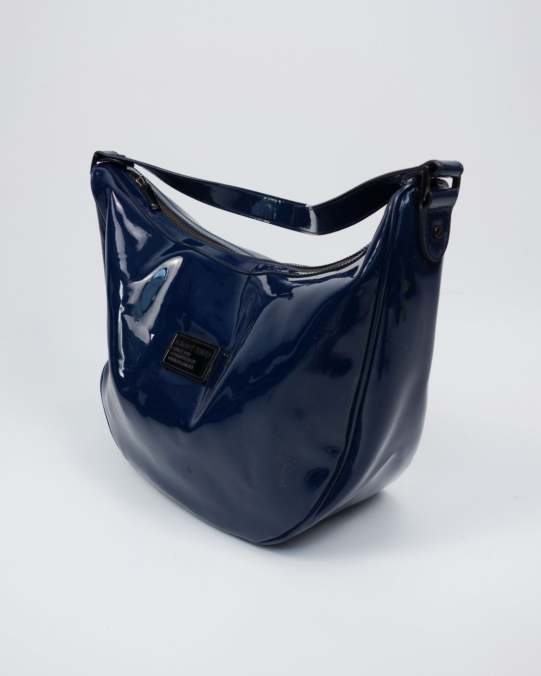 Armani Navy Blue Shiny Shoulder Bag 2000's