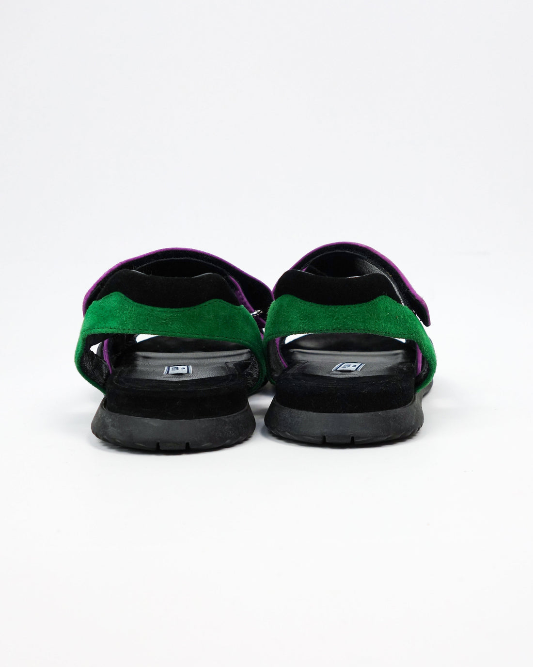 Prada Purple and Green Suede Sandals 1990's