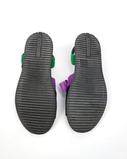 Prada Purple and Green Suede Sandals 1990's