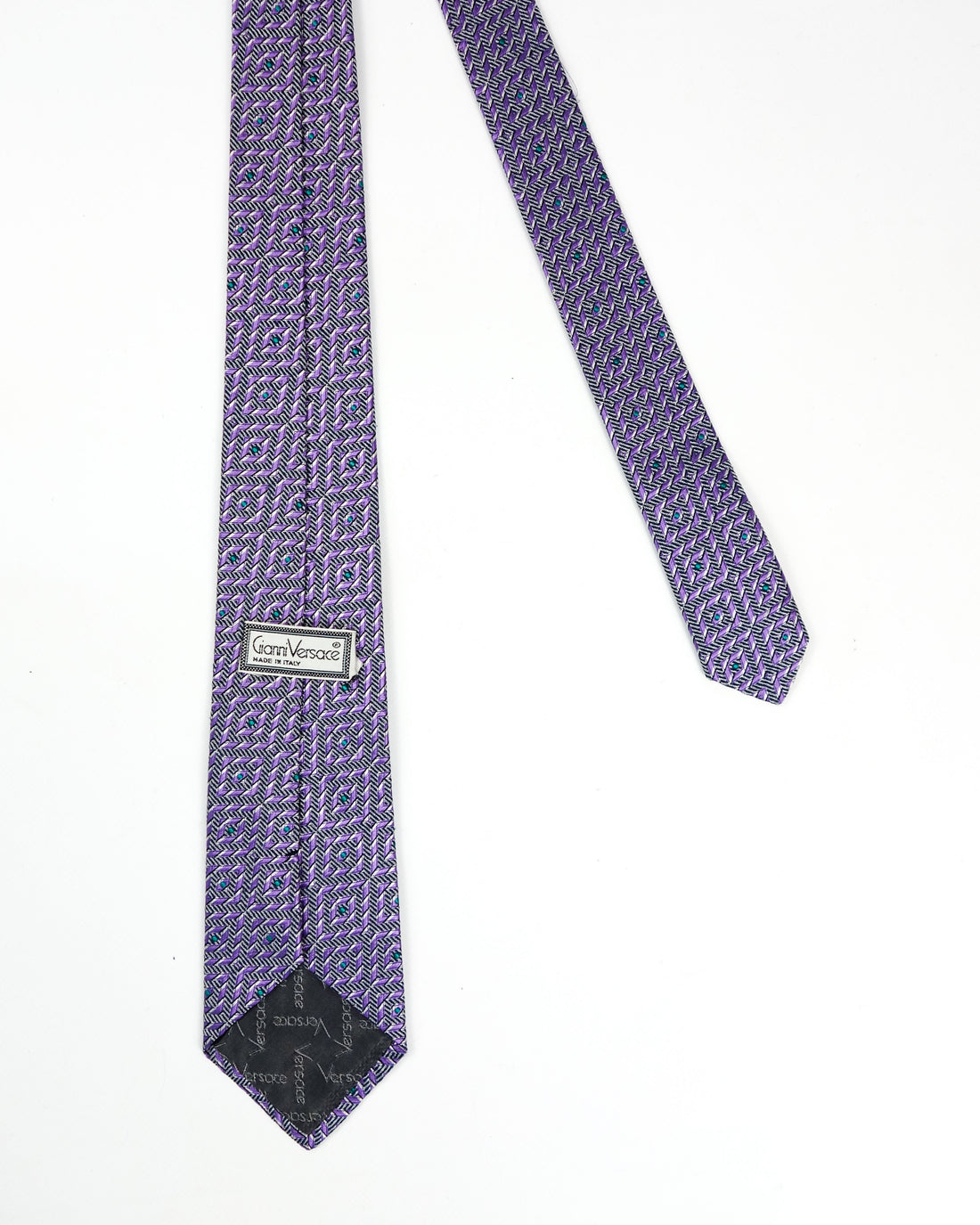 Gianni Versace Squared Purple Silk Tie 1990's