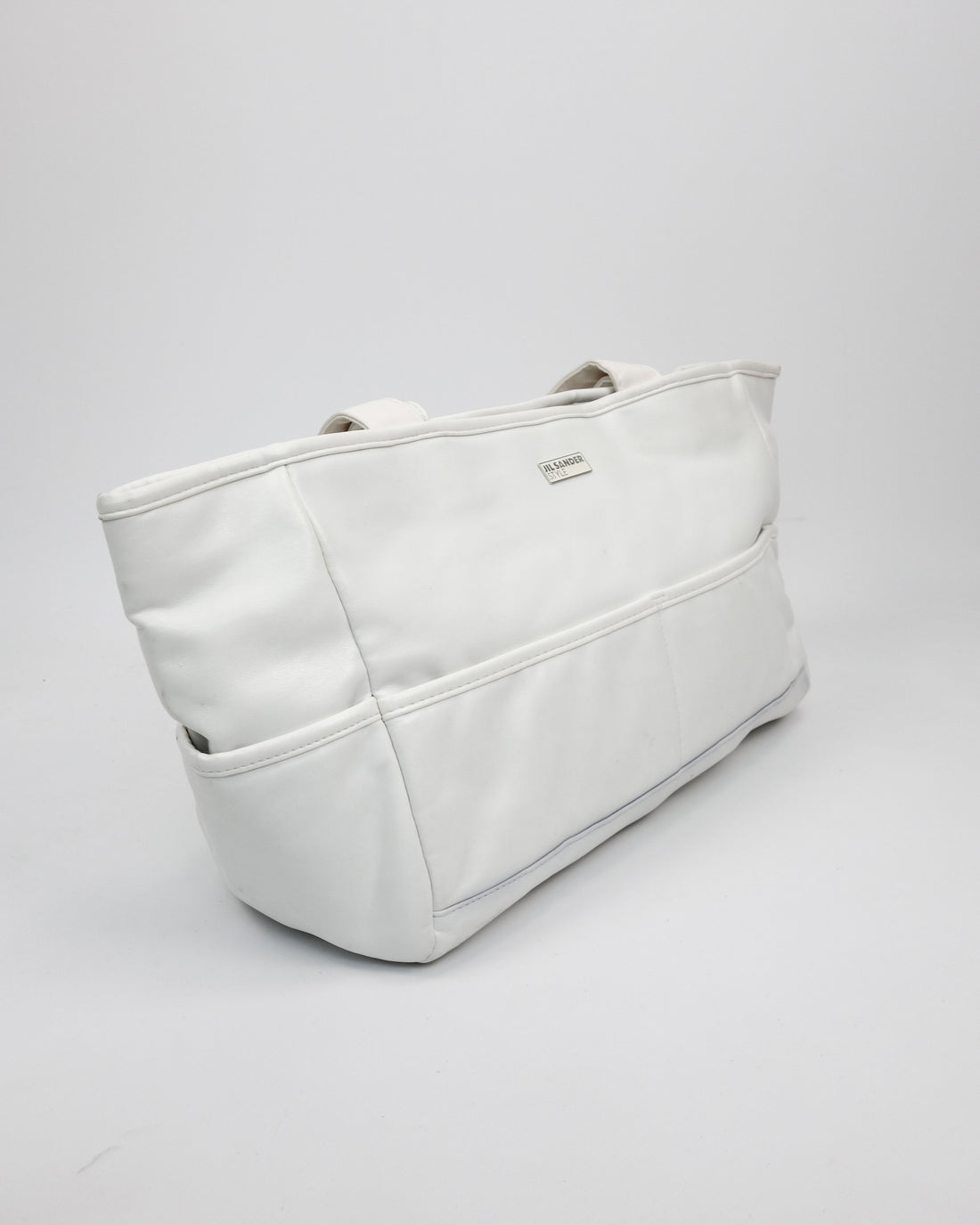 Jil Sander White Vegan Leather Wide Bag 2000's