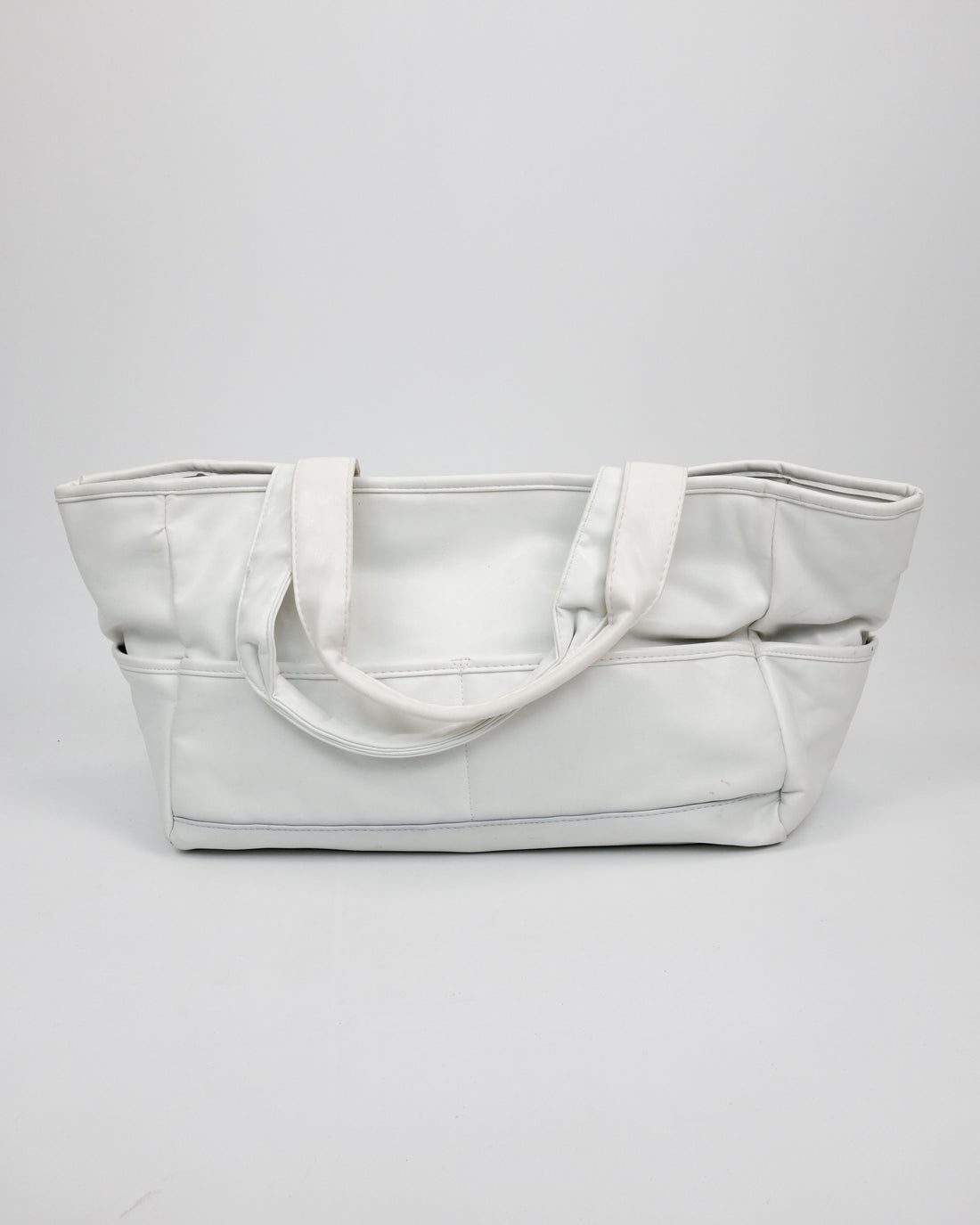 Jil Sander White Vegan Leather Wide Bag 2000's