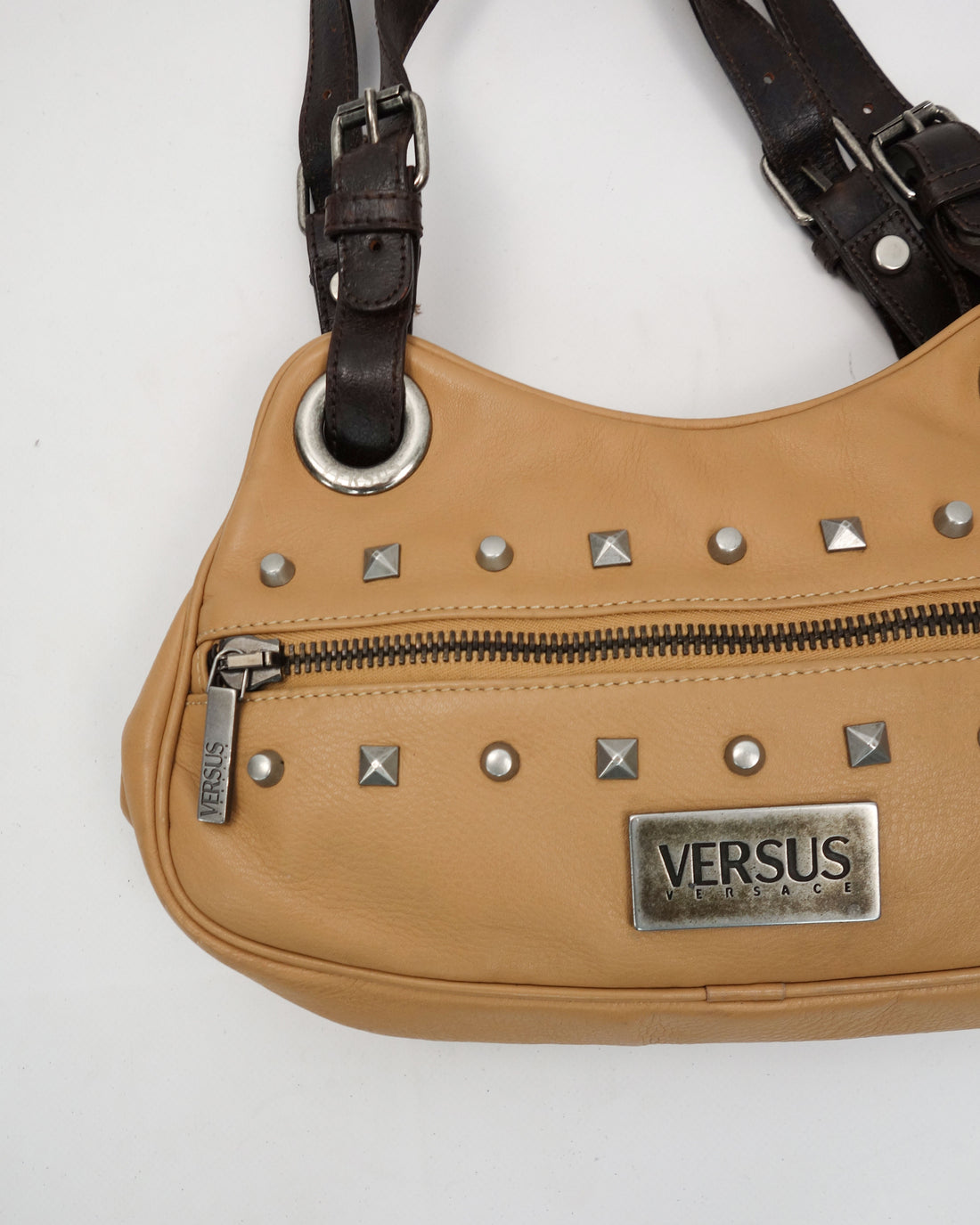 Versace Decorated Beige Leather Bag 2000's