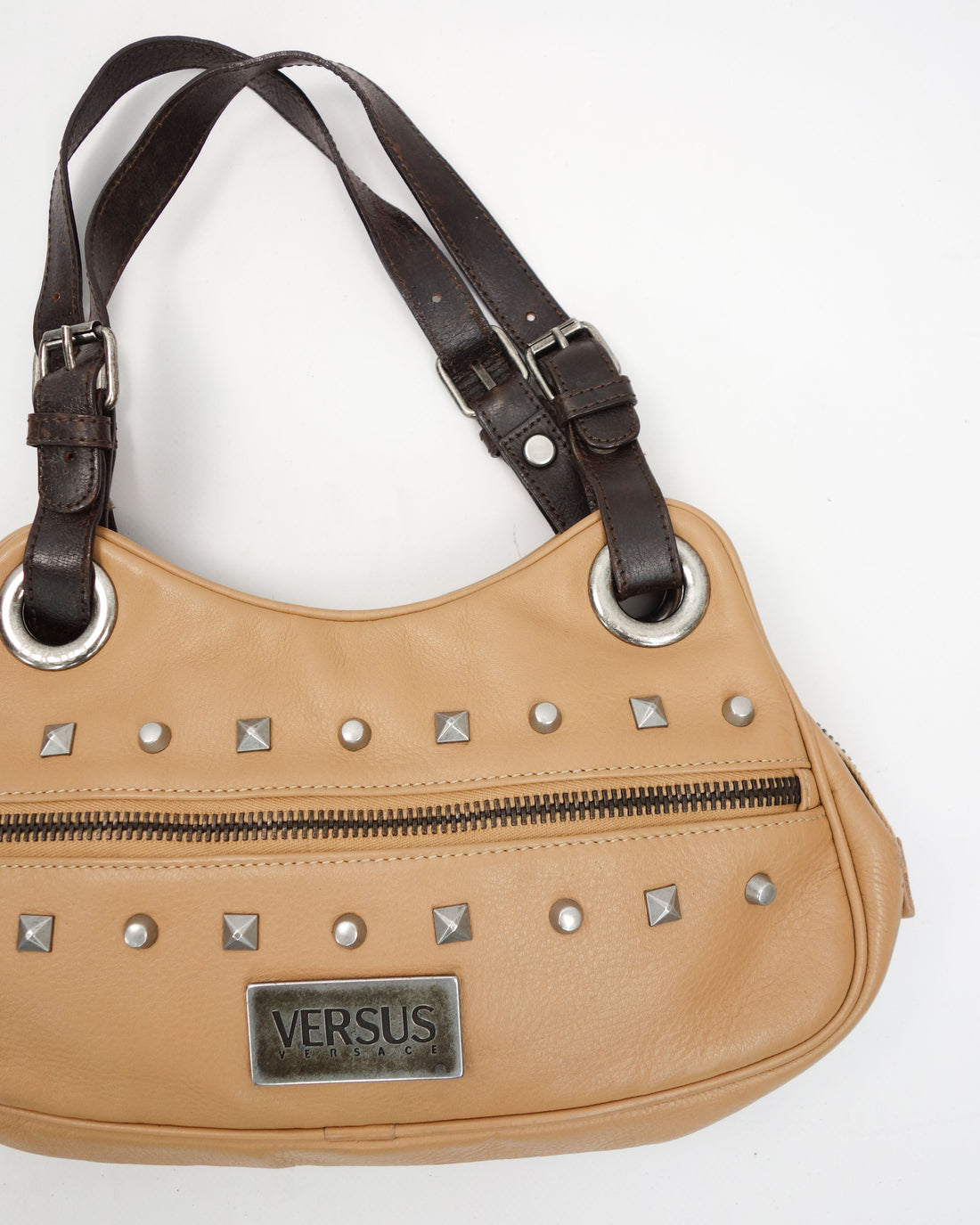 Versace Decorated Beige Leather Bag 2000's