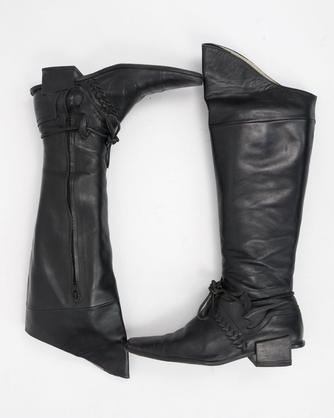 Marithé Francois Girbaud Laced High Leather Boots 1990's