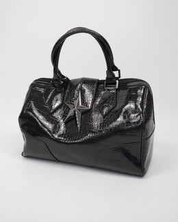 Mugler Reptile Skin Black Shiny Bag 2000's