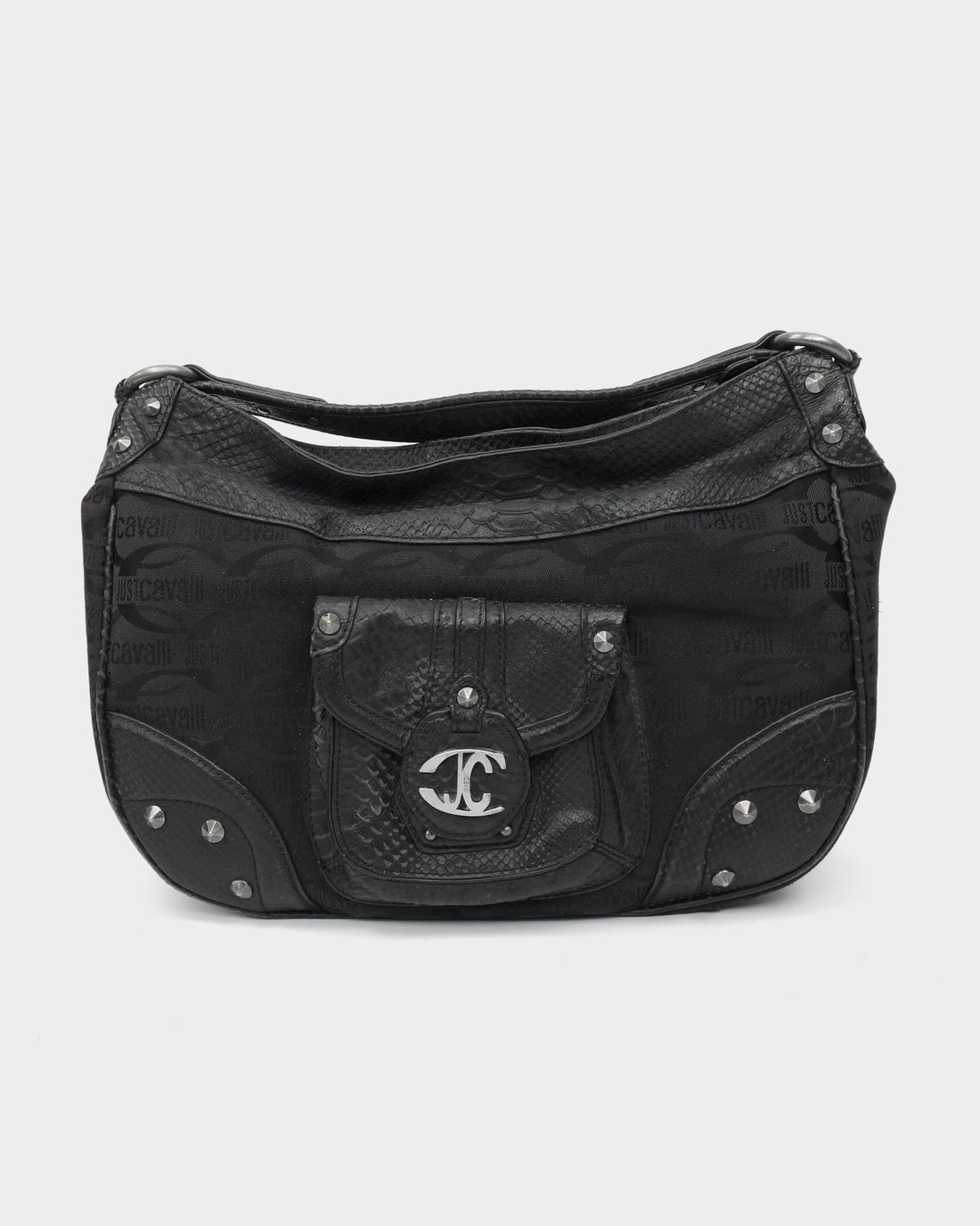 Just Cavalli Black Texture Leather Bag 2000's