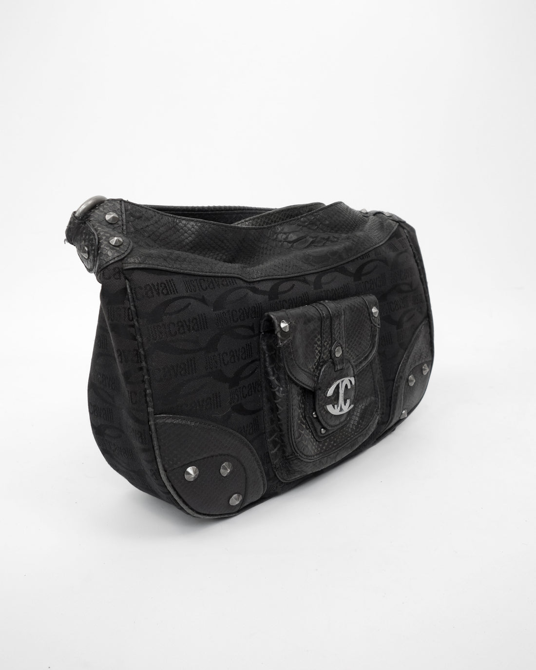 Just Cavalli Black Texture Leather Bag 2000's
