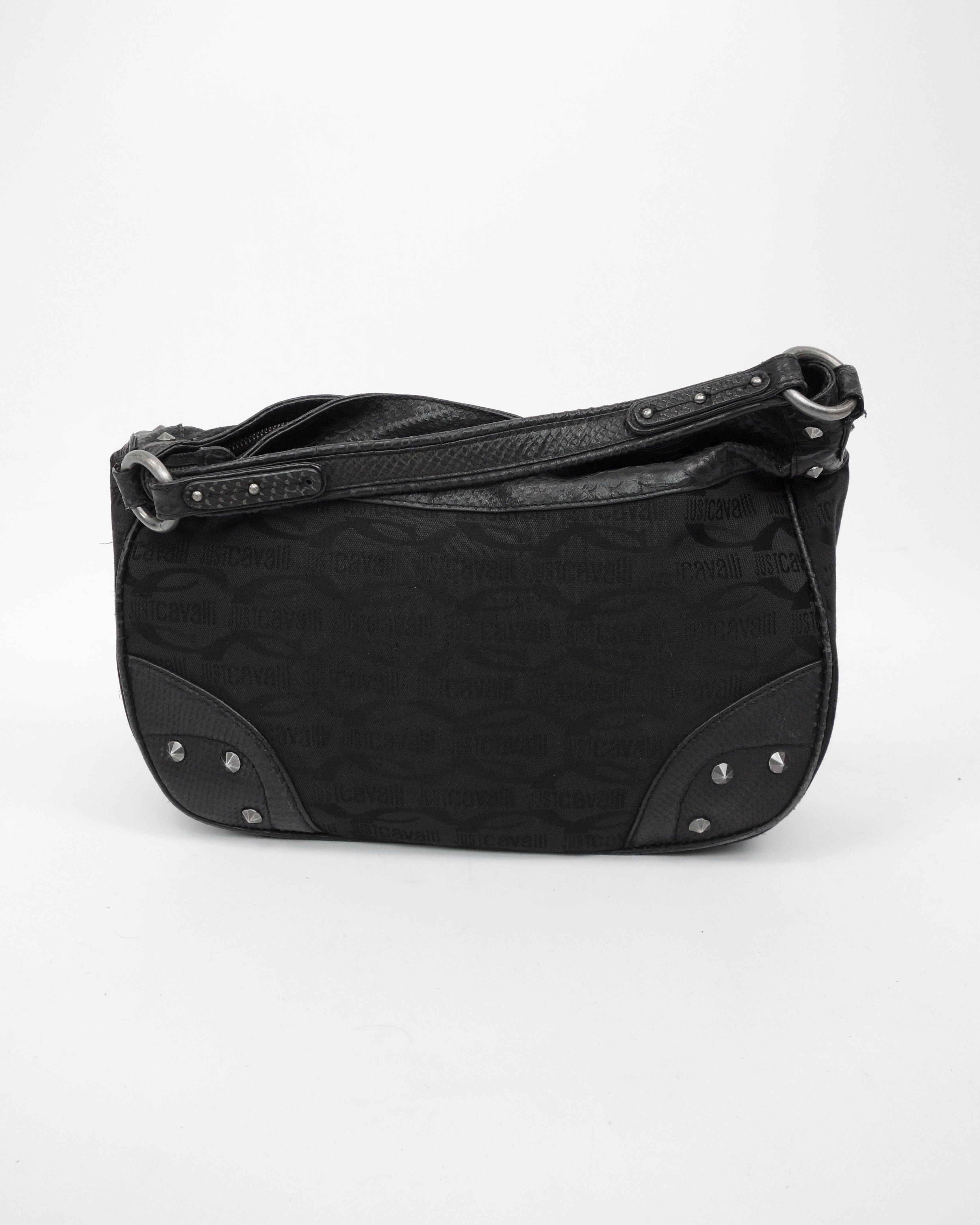 Just Cavalli Handbag Med Satchel Canvas & Leather Black (JC172) –  AmbrogioShoes