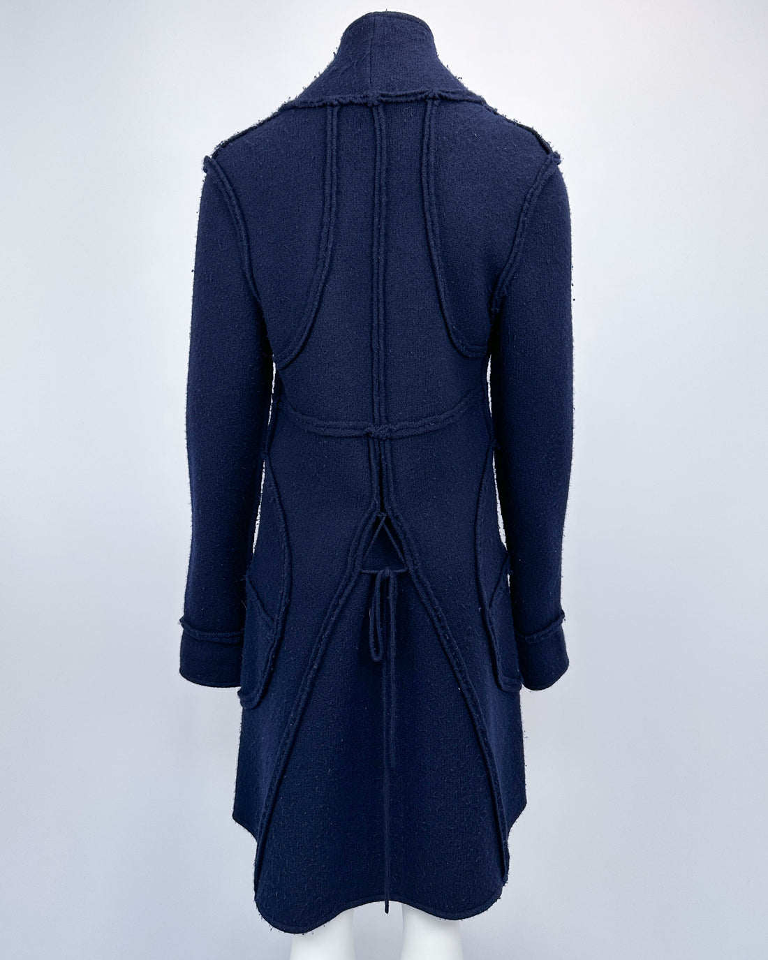 Marithé Francois Gribaud Navy Blue Distressed Coat 2000's
