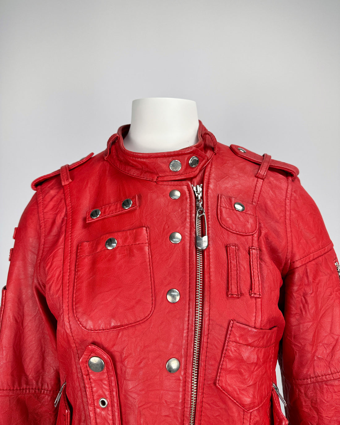 Moschino Bondage Red Leather Jacket  2000's