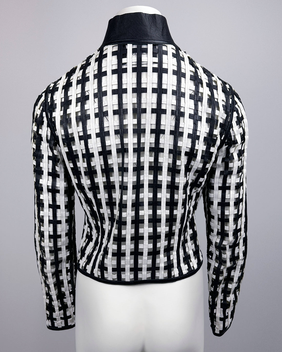 Armani Black And White Leather Net Jacket 1990's