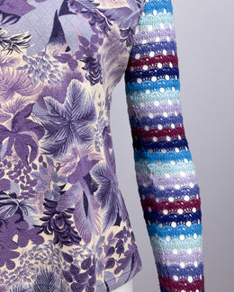 Custo Barcelona Flowers Wool Sleeves Top 1990's