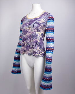 Custo Barcelona Flowers Wool Sleeves Top 1990's