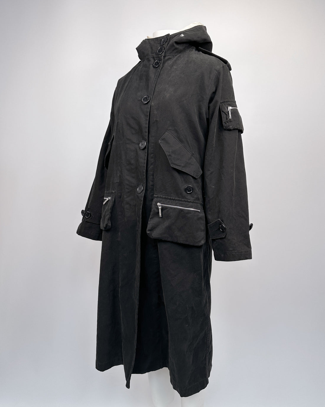 Moschino Black Long Fleece Coat 2000's