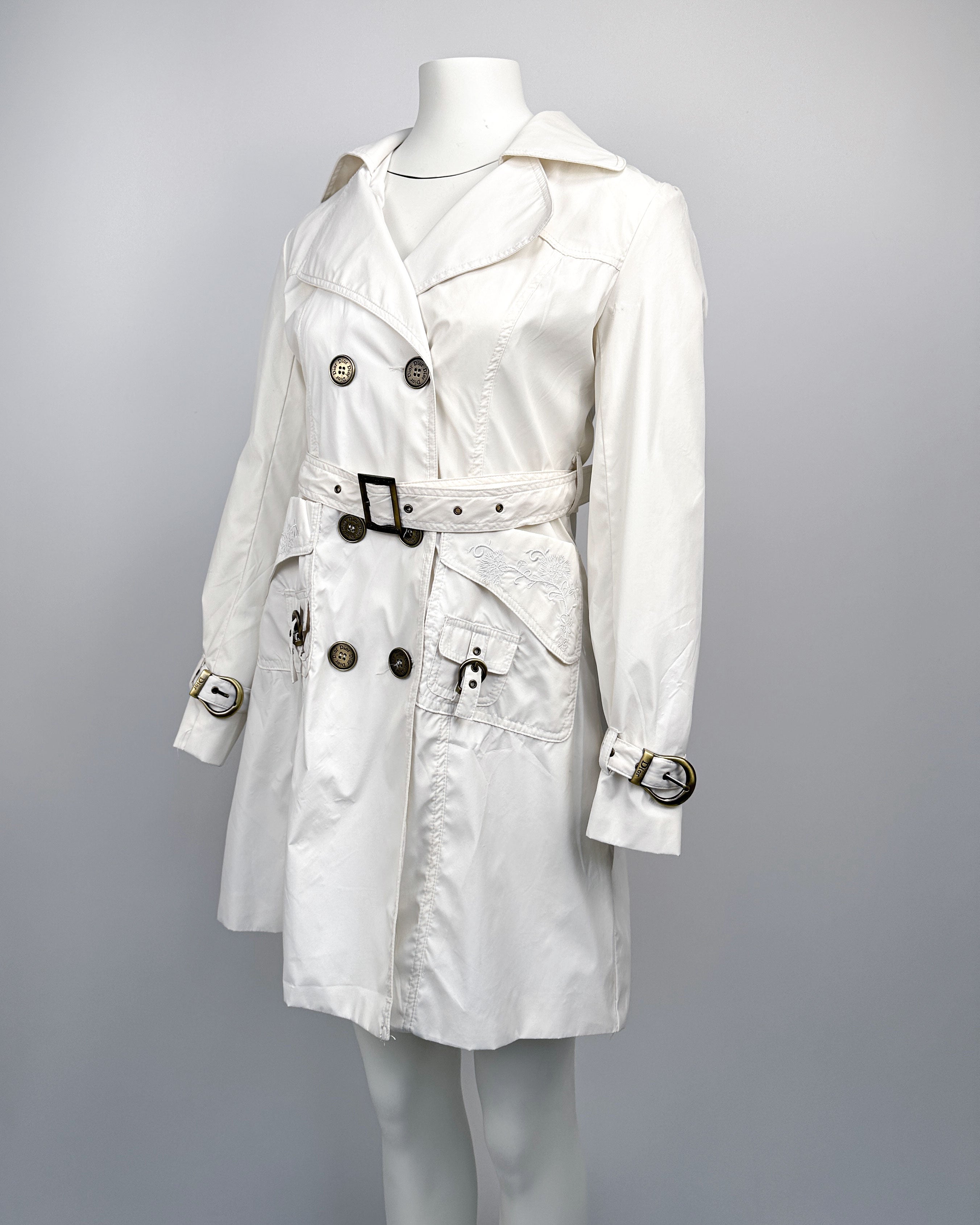 Christian Dior White Belted Trench Coat 1990's – Vintage TTS