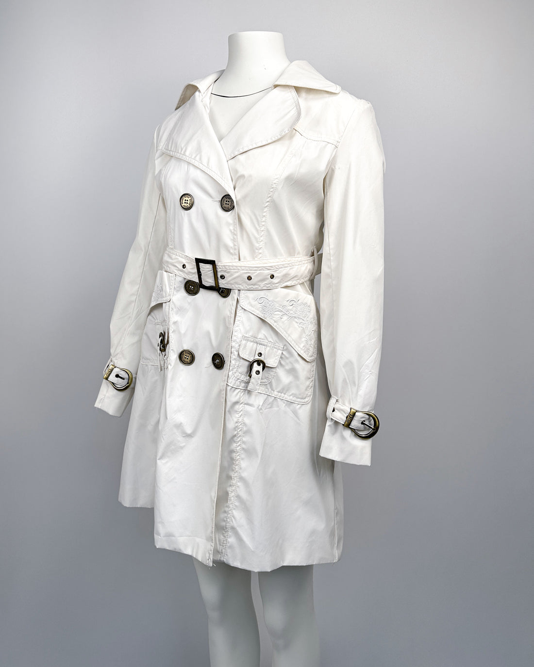 Christian Dior White Belted Trench Coat 1990's