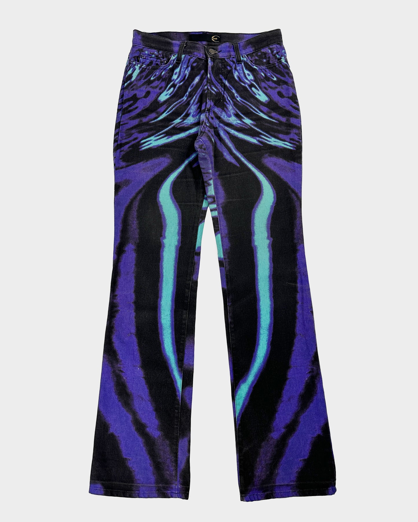 Roberto Cavalli Psychedelic Purple Print Pants 2000's