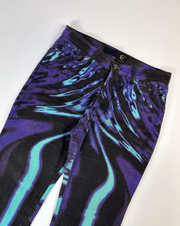 Roberto Cavalli Psychedelic Purple Print Pants 2000's