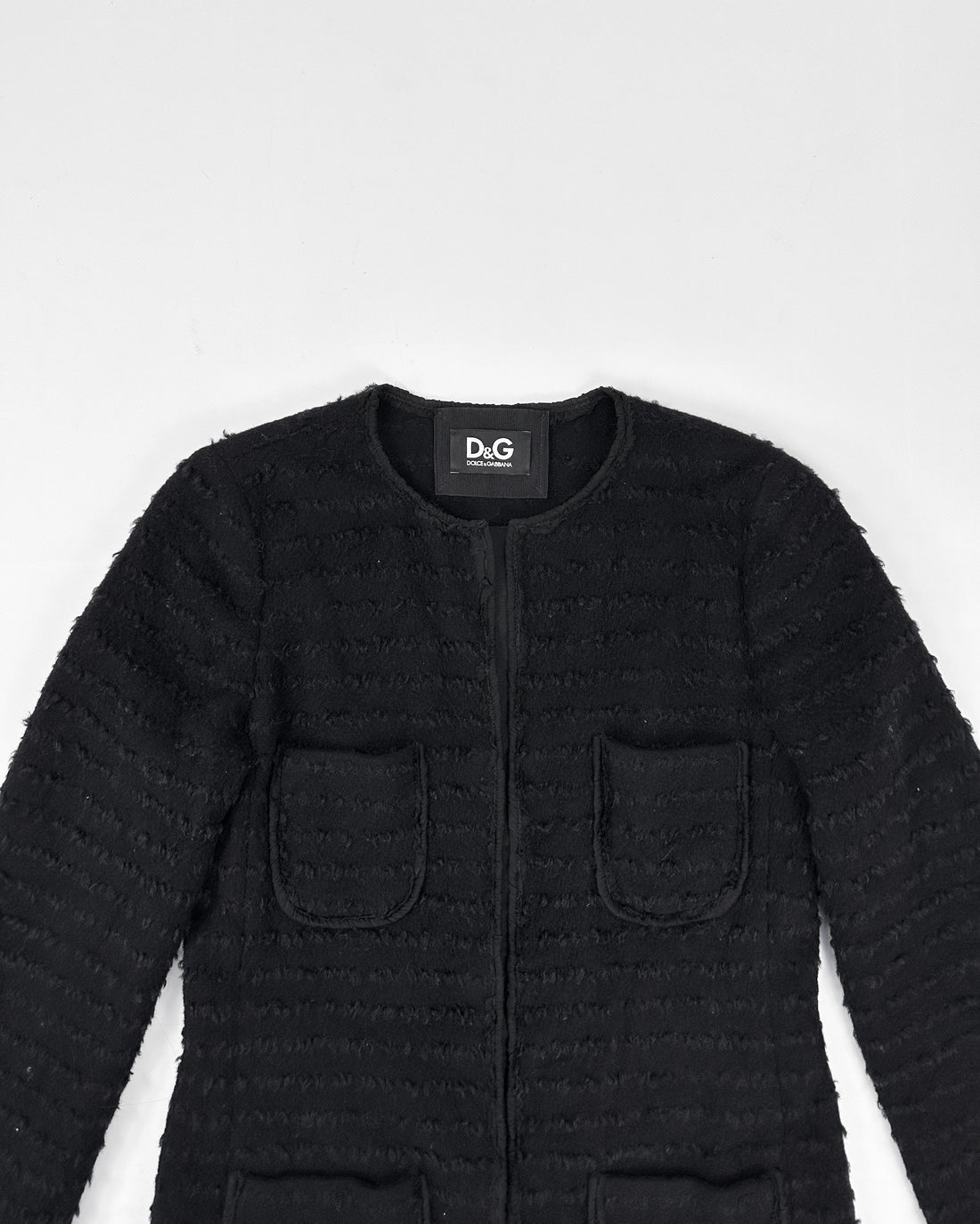 Dolce & Gabbana Black Texture Long Coat 2000's
