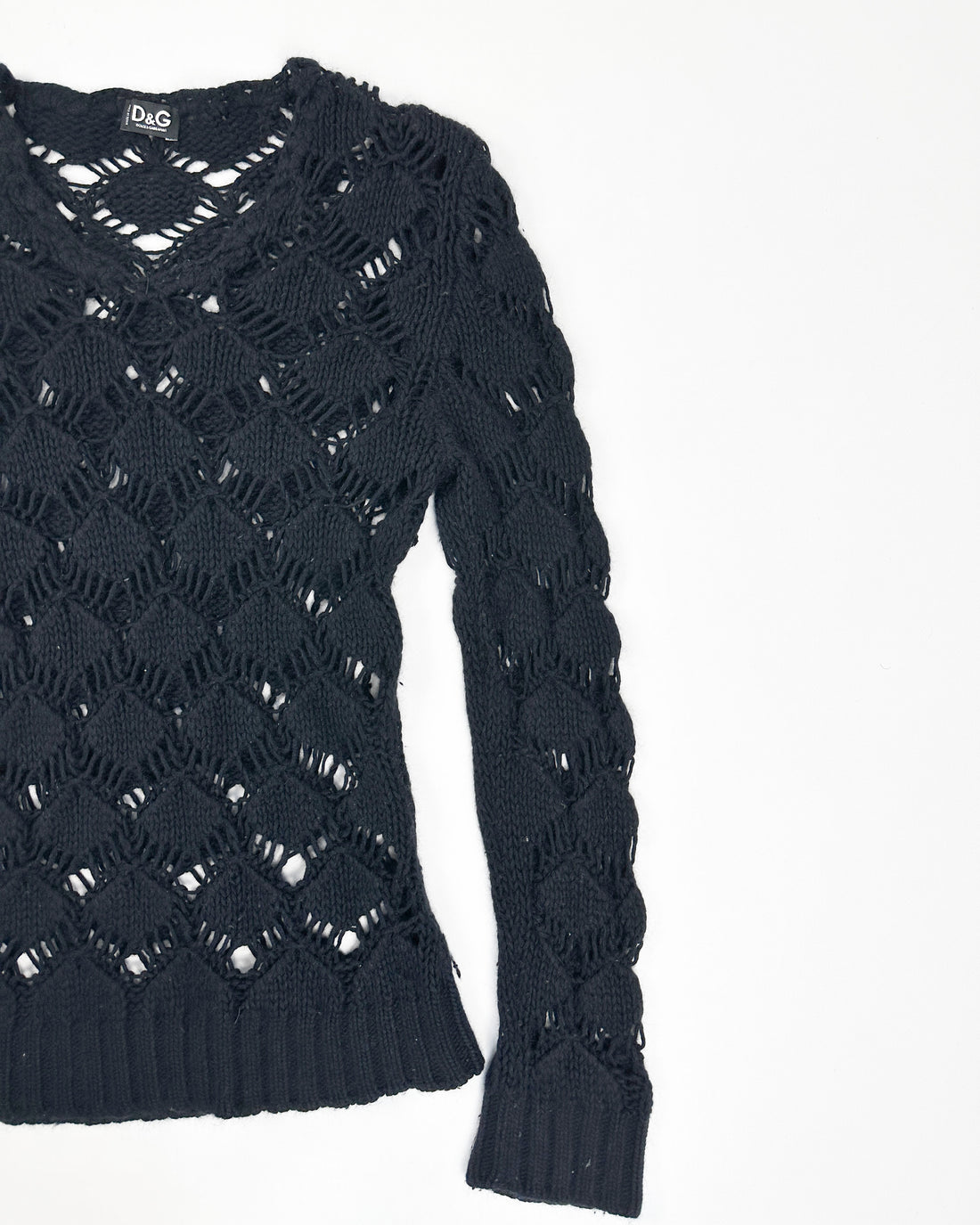 Dolce & Gabbana Black Wool Perforated Knit 2000's