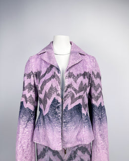 Roberto Cavalli Pink Fur Jacket + Pants Set 2000's