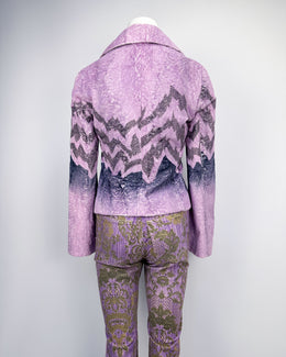 Roberto Cavalli Pink Fur Jacket + Pants Set 2000's