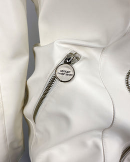 Mugler Polyurethane White Jacket + Pants Set 1990's