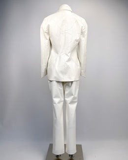 Mugler Polyurethane White Jacket + Pants Set 1990's