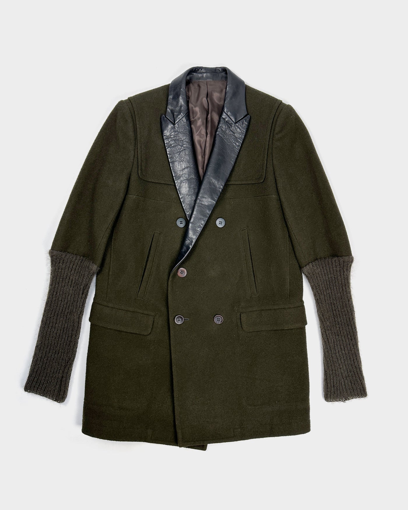 Undercover Mohair sleeves Green Long Coat 2013