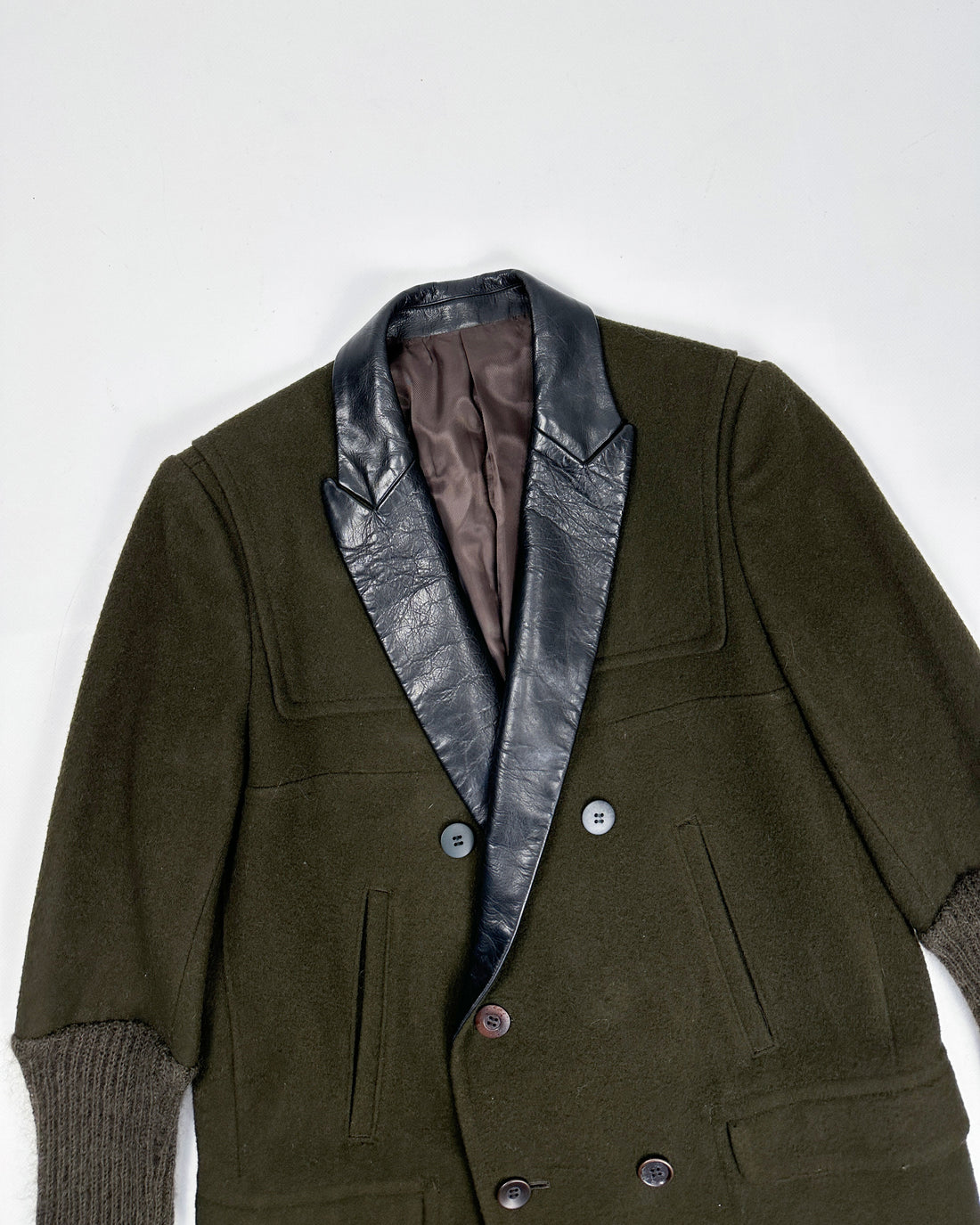 Undercover Mohair sleeves Green Long Coat 2013